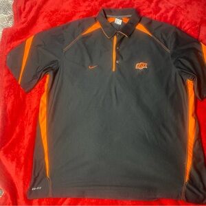 Nike Men's Black and Orange Polo Shirt